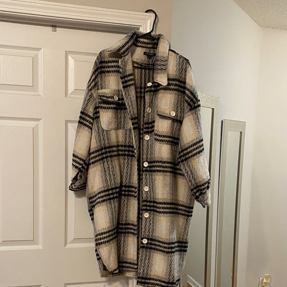 Plaid Black and White Women Thick Shacket